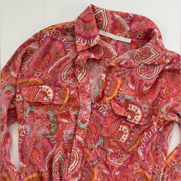 ZARA pajamas lounge set sleepwear paisley print Mediterranean size small - Picture 3 of 8